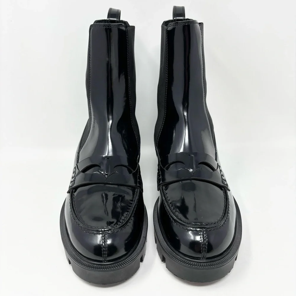 Christian Louboutin Montezu Chelsea Boots Black Brushed Leather Size 37 (US 7)